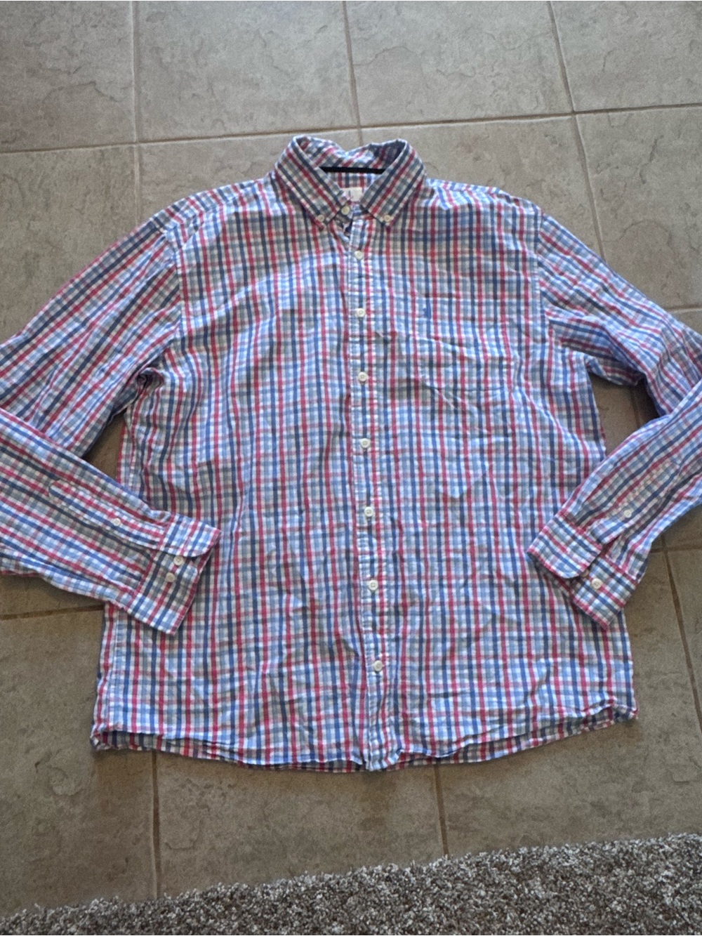 johnnie-O Plaid Button-Down Shirt in Blue, Red & White